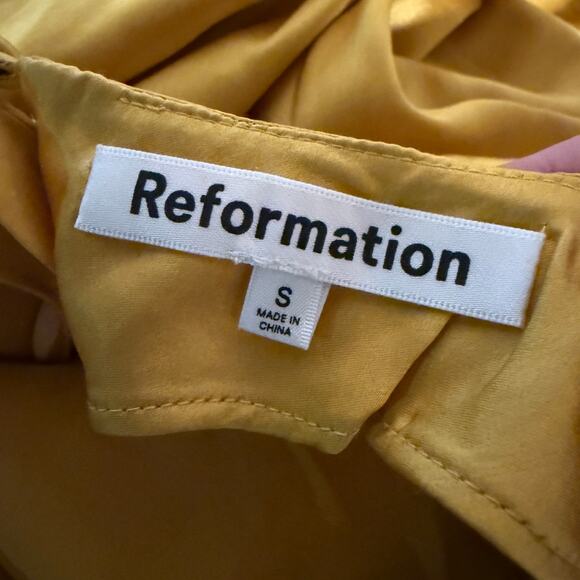 Reformation Jeany Silk Dress Turmeric - Picture 5 of 5